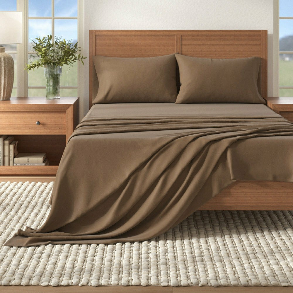 4-Piece Cotton Solid Flannel Sheet - Nordic Collection | Plow & Hearth