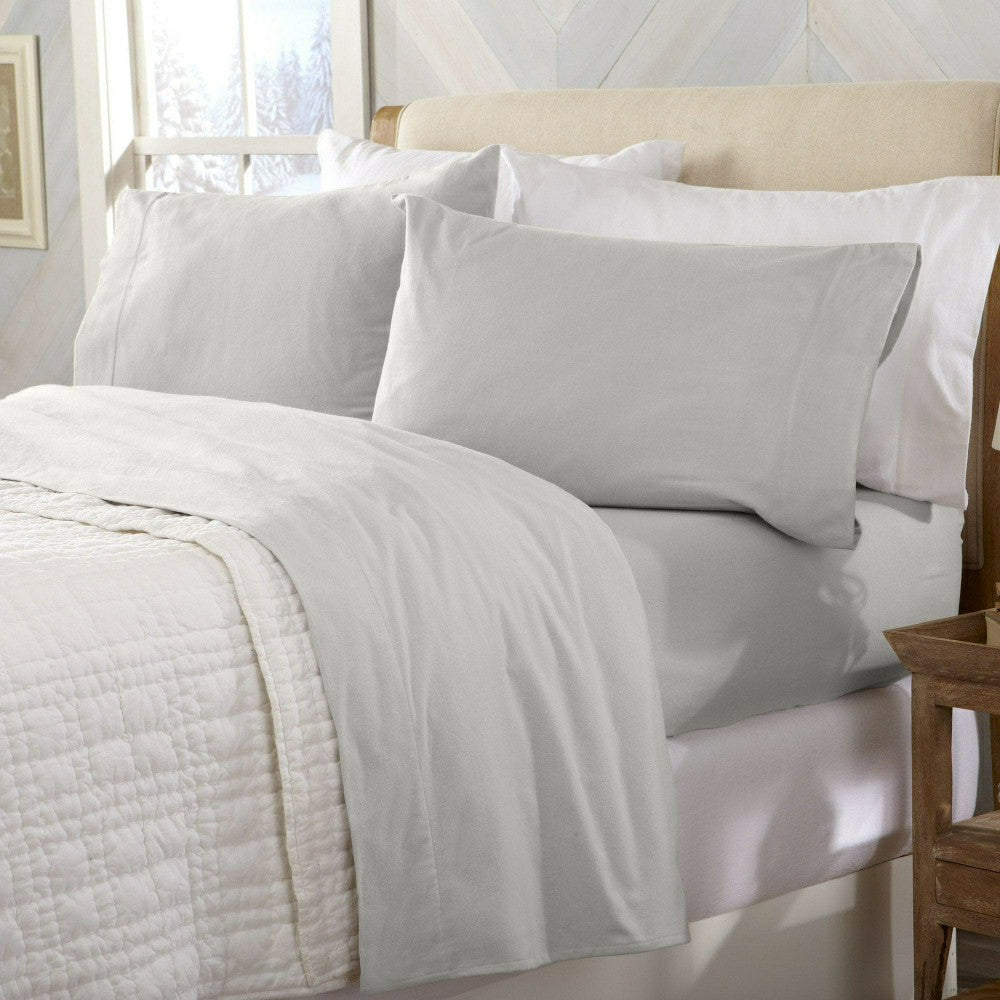 4-Piece Cotton Solid Flannel Sheet - Nordic Collection | Plow & Hearth
