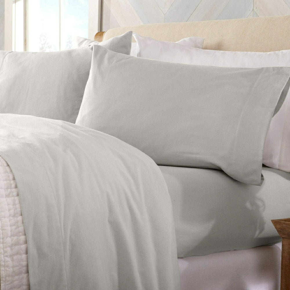 4-Piece Cotton Solid Flannel Sheet - Nordic Collection | Plow & Hearth