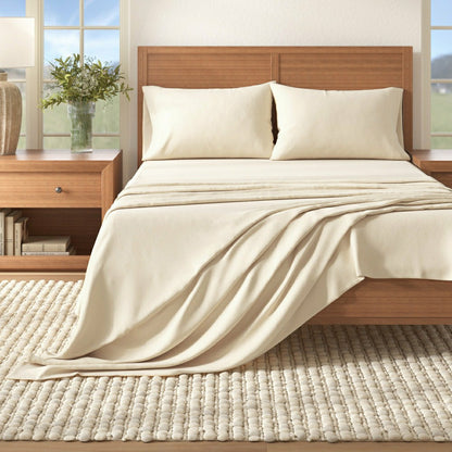 4-Piece Cotton Solid Flannel Sheet - Nordic Collection | Plow & Hearth