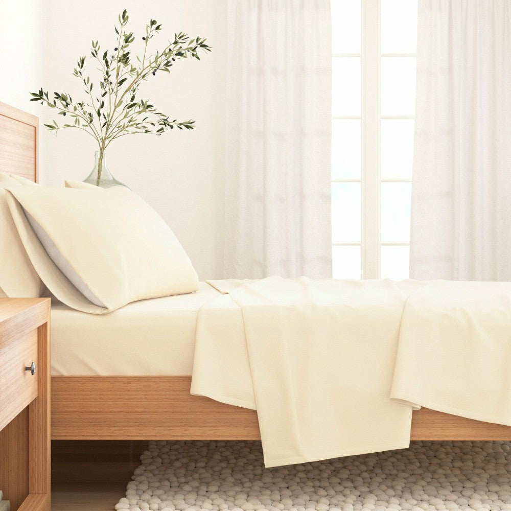 4-Piece Cotton Solid Flannel Sheet - Nordic Collection | Plow & Hearth