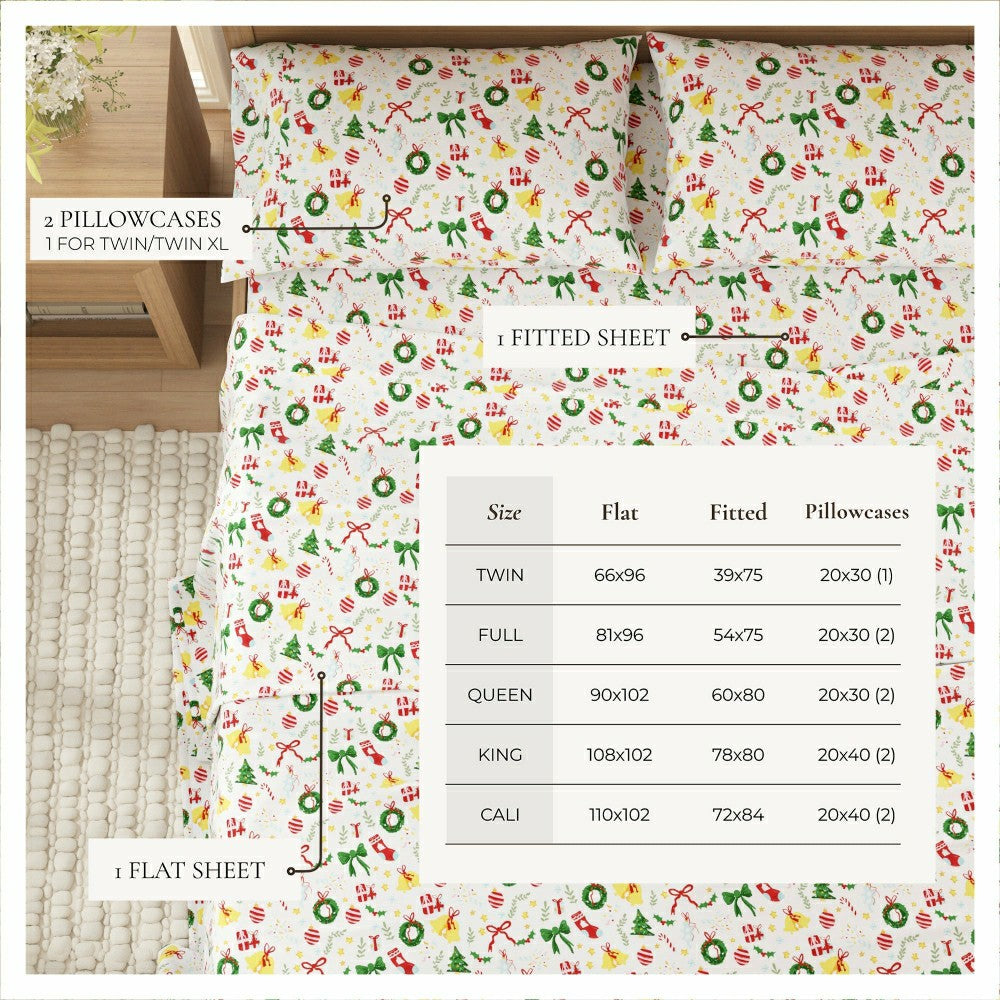 4-Piece Turkish Cotton Christmas Flannel Sheet - Whittaker Collection | Plow & Hearth