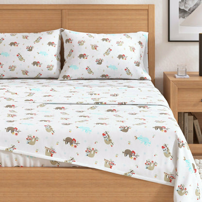 4-Piece Turkish Cotton Christmas Flannel Sheet - Whittaker Collection | Plow & Hearth
