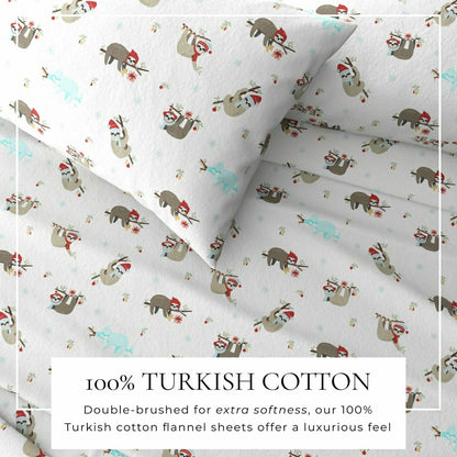 4-Piece Turkish Cotton Christmas Flannel Sheet - Whittaker Collection | Plow & Hearth