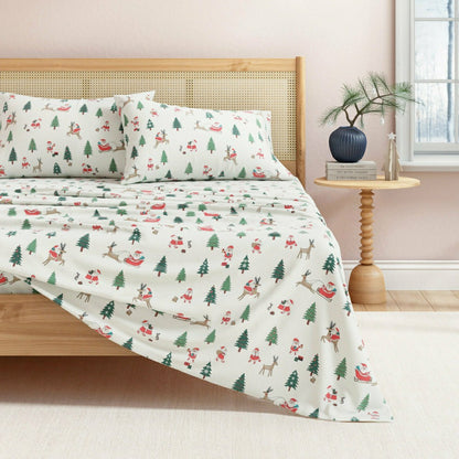 4-Piece Turkish Cotton Christmas Flannel Sheet - Whittaker Collection | Plow & Hearth