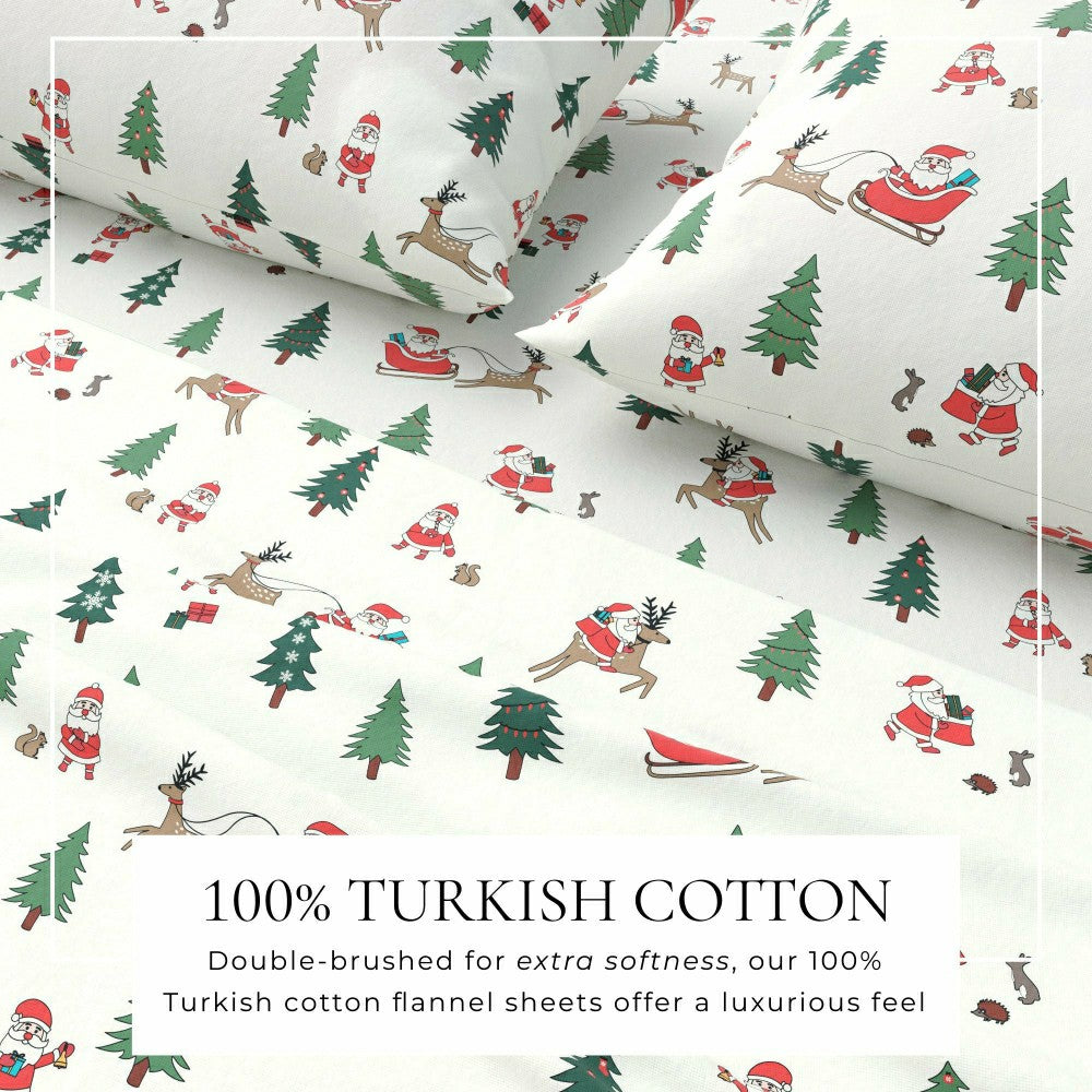 4-Piece Turkish Cotton Christmas Flannel Sheet - Whittaker Collection | Plow & Hearth