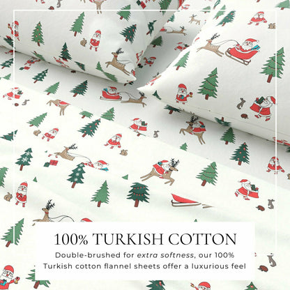 4-Piece Turkish Cotton Christmas Flannel Sheet - Whittaker Collection | Plow & Hearth