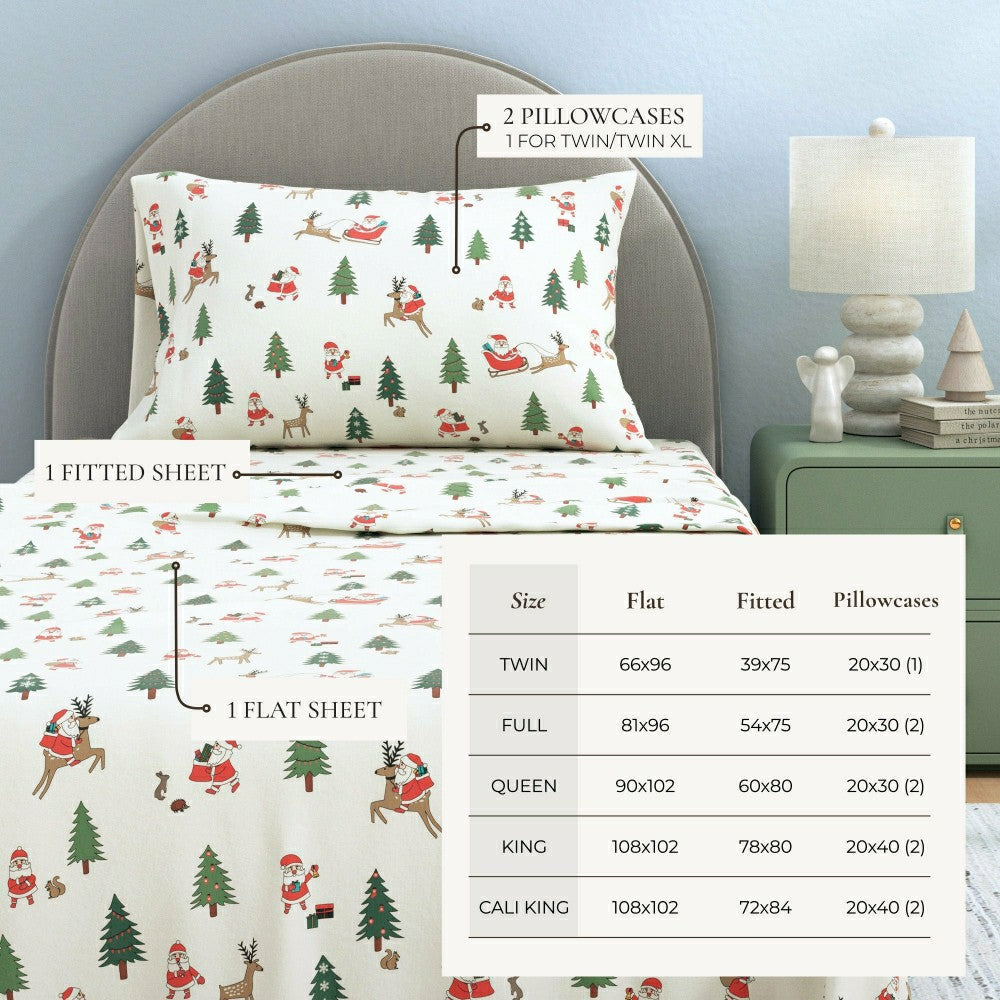 4-Piece Turkish Cotton Christmas Flannel Sheet - Whittaker Collection | Plow & Hearth