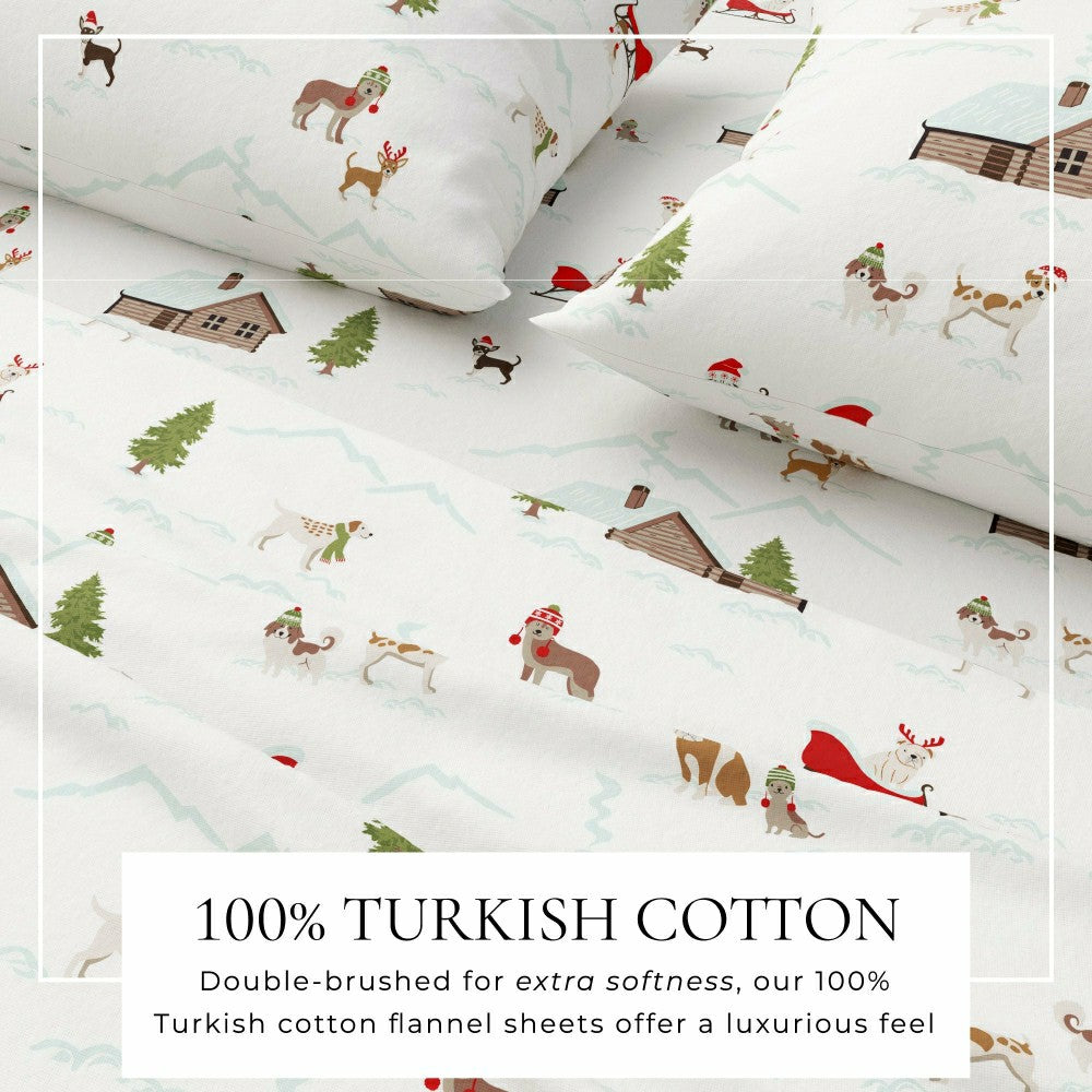 4-Piece Turkish Cotton Christmas Flannel Sheet - Whittaker Collection | Plow & Hearth