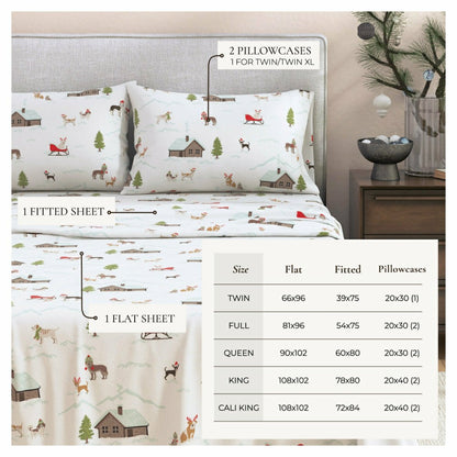 4-Piece Turkish Cotton Christmas Flannel Sheet - Whittaker Collection | Plow & Hearth