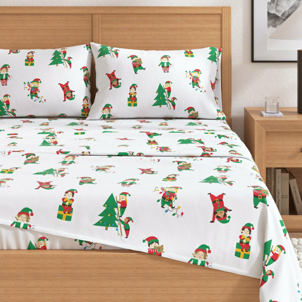 4-Piece Turkish Cotton Christmas Flannel Sheet - Whittaker Collection | Plow & Hearth