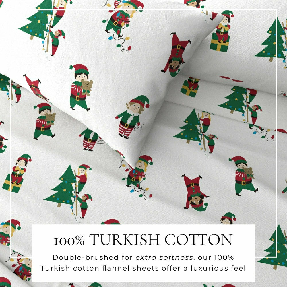 4-Piece Turkish Cotton Christmas Flannel Sheet - Whittaker Collection | Plow & Hearth