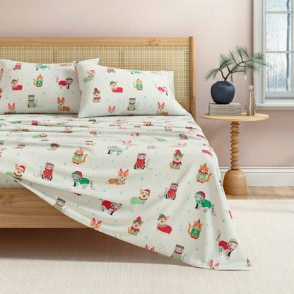 4-Piece Turkish Cotton Christmas Flannel Sheet - Whittaker Collection | Plow & Hearth