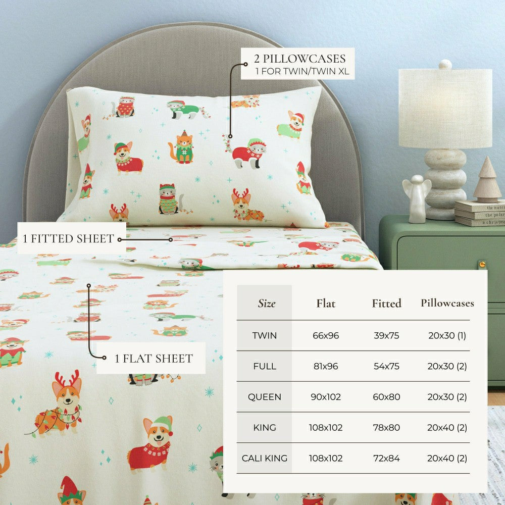 4-Piece Turkish Cotton Christmas Flannel Sheet - Whittaker Collection | Plow & Hearth
