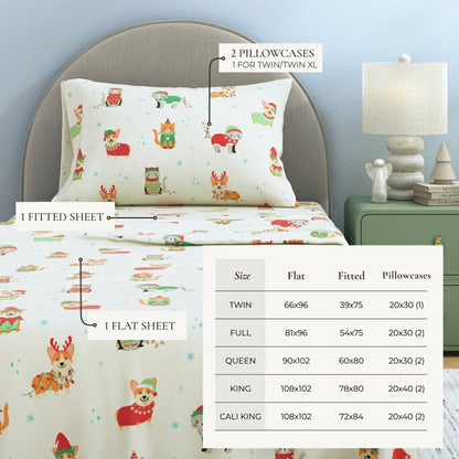 4-Piece Turkish Cotton Christmas Flannel Sheet - Whittaker Collection | Plow & Hearth