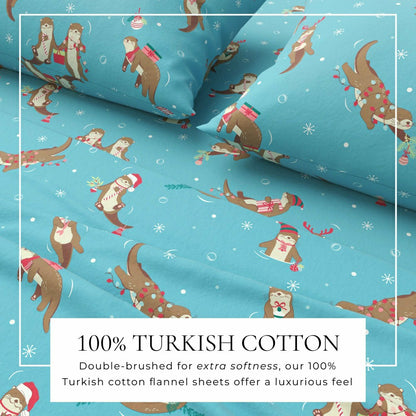 4-Piece Turkish Cotton Christmas Flannel Sheet - Whittaker Collection | Plow & Hearth