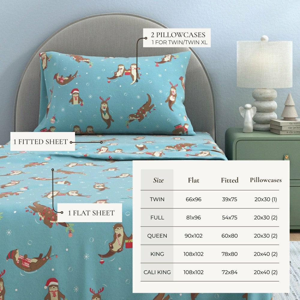 4-Piece Turkish Cotton Christmas Flannel Sheet - Whittaker Collection | Plow & Hearth