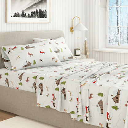 4-Piece Turkish Cotton Christmas Flannel Sheet - Whittaker Collection | Plow & Hearth