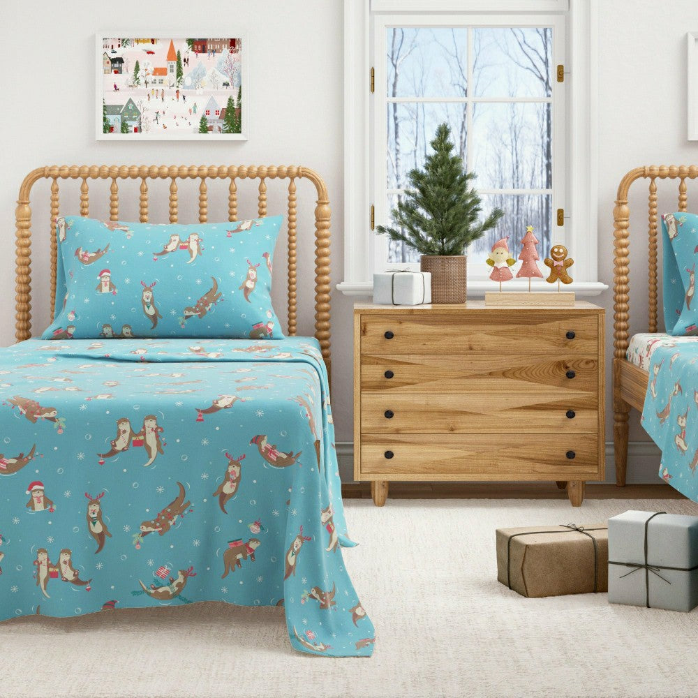4-Piece Turkish Cotton Christmas Flannel Sheet - Whittaker Collection | Plow & Hearth