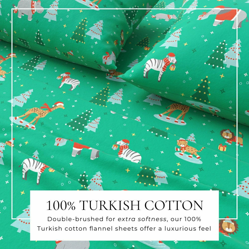 4-Piece Turkish Cotton Christmas Flannel Sheet - Whittaker Collection | Plow & Hearth