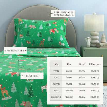 4-Piece Turkish Cotton Christmas Flannel Sheet - Whittaker Collection | Plow & Hearth