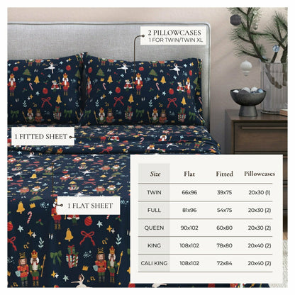 4-Piece Turkish Cotton Christmas Flannel Sheet - Whittaker Collection | Plow & Hearth