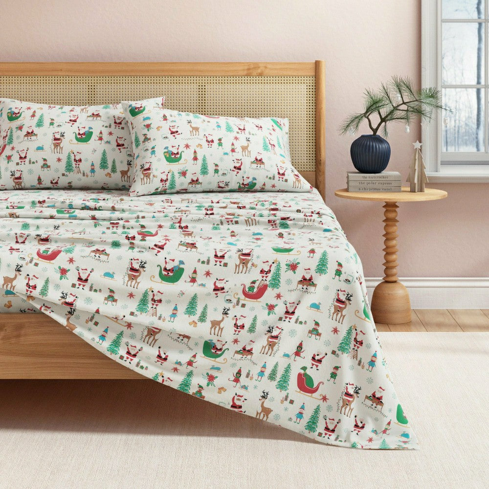 4-Piece Turkish Cotton Christmas Flannel Sheet - Whittaker Collection | Plow & Hearth