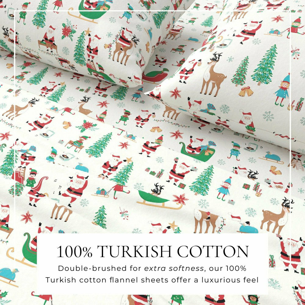 4-Piece Turkish Cotton Christmas Flannel Sheet - Whittaker Collection | Plow & Hearth