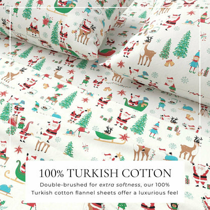 4-Piece Turkish Cotton Christmas Flannel Sheet - Whittaker Collection | Plow & Hearth