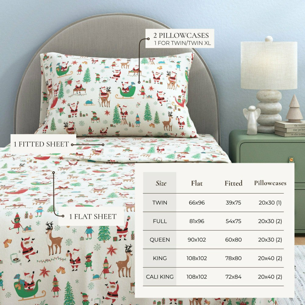 4-Piece Turkish Cotton Christmas Flannel Sheet - Whittaker Collection | Plow & Hearth