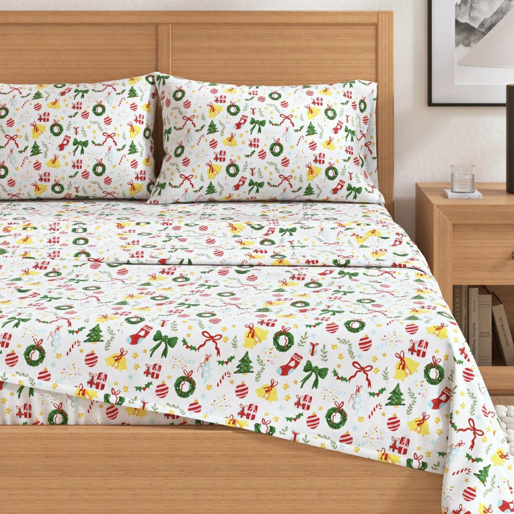 4-Piece Turkish Cotton Christmas Flannel Sheet - Whittaker Collection | Plow & Hearth
