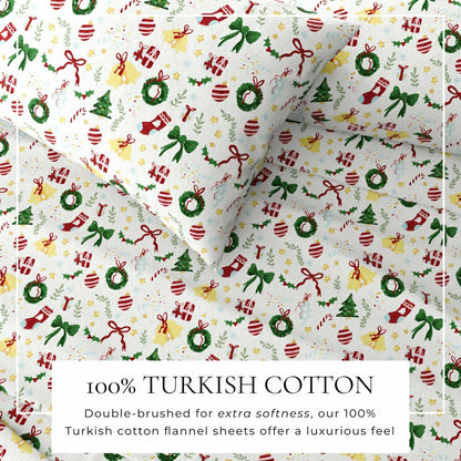 4-Piece Turkish Cotton Christmas Flannel Sheet - Whittaker Collection | Plow & Hearth