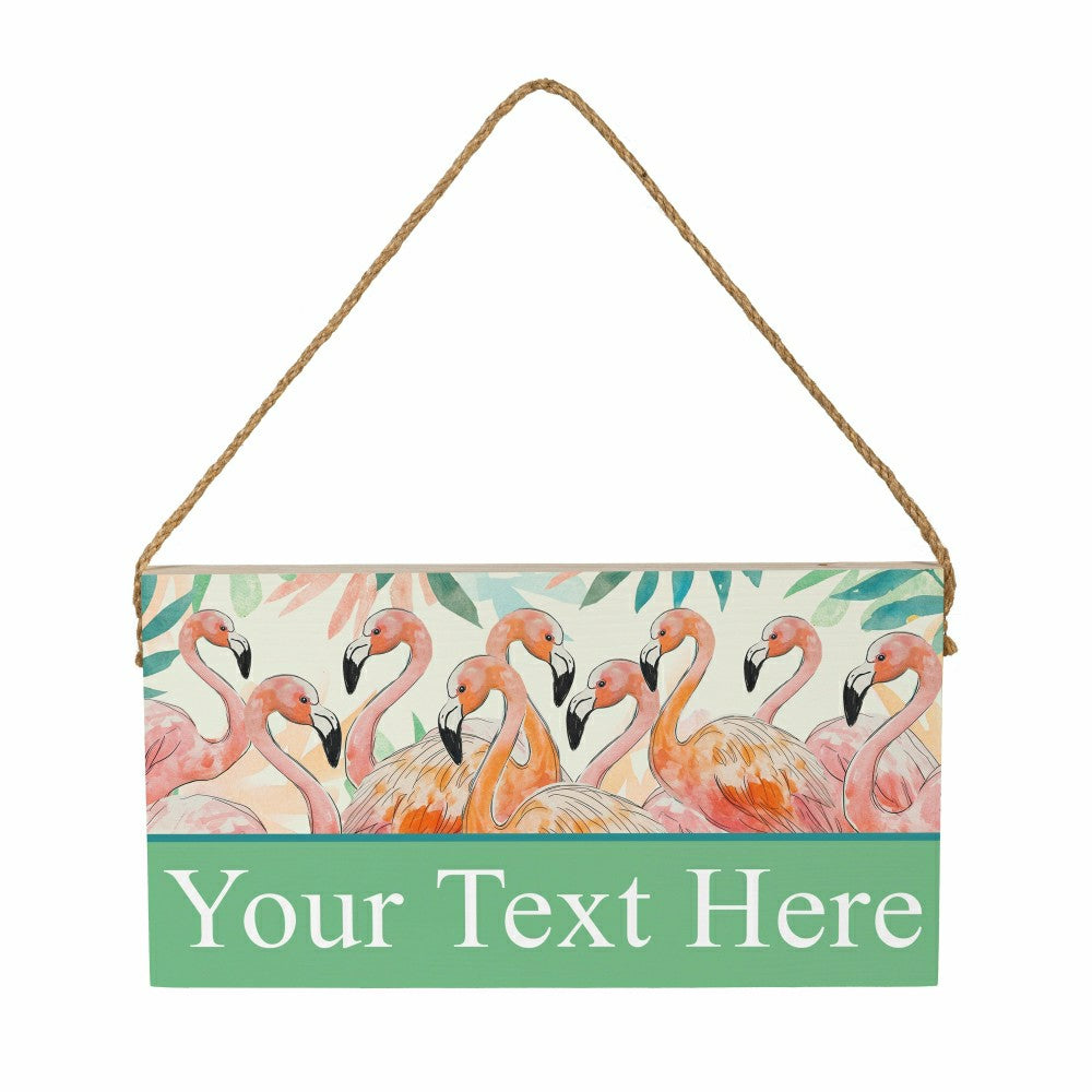 Southwest/Texas Palm Beach Flamingos Hanging Signs w/rope Landscape (11“x6”)​ | Plow & Hearth