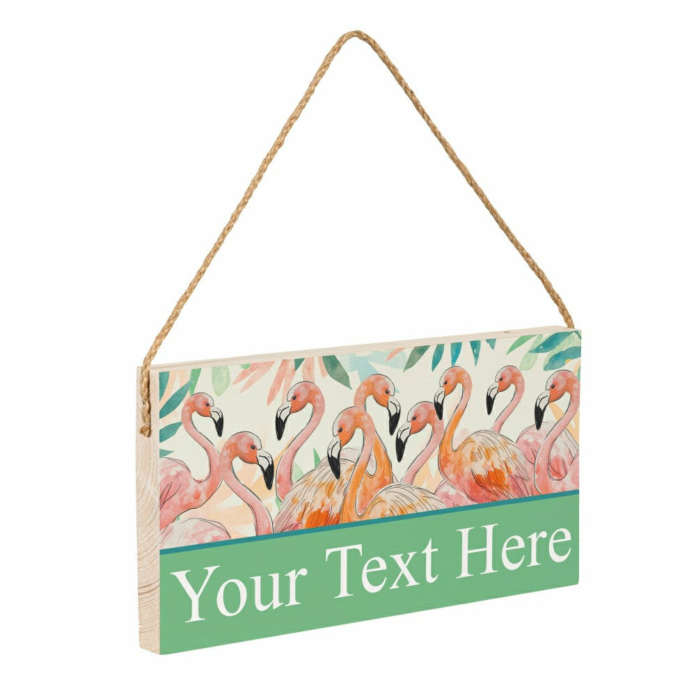Southwest/Texas Palm Beach Flamingos Hanging Signs w/rope Landscape (11“x6”)​ | Plow & Hearth