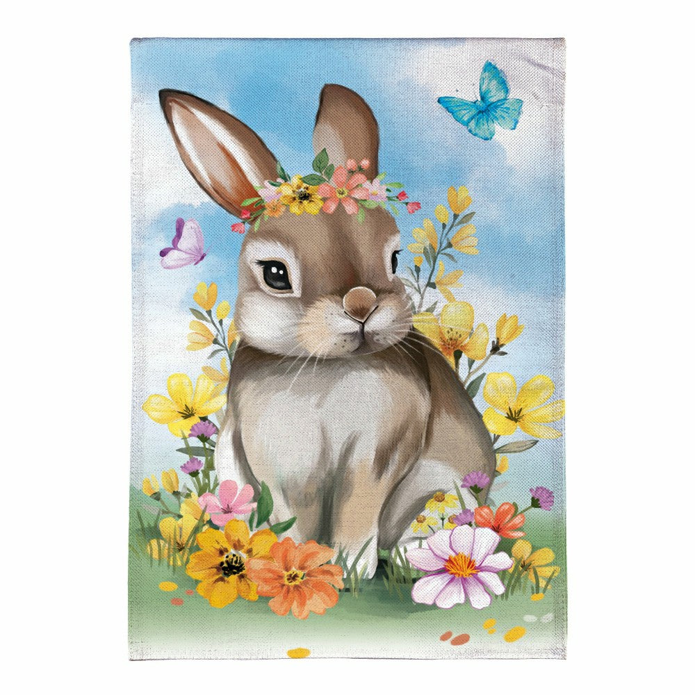 Hop Into Spring Floral Burlap Garden Flag | Plow & Hearth