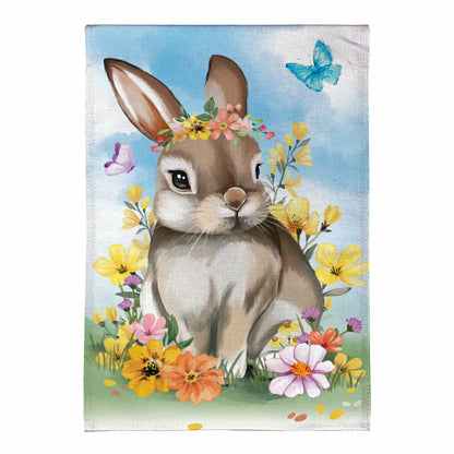 Hop Into Spring Floral Burlap Garden Flag | Plow & Hearth
