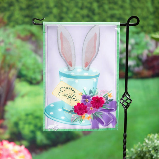 Happy Easter Floral Hat Applique Garden Flag | Plow & Hearth