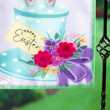 Happy Easter Floral Hat Applique Garden Flag | Plow & Hearth