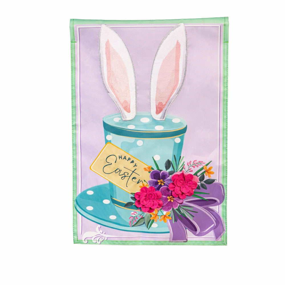 Happy Easter Floral Hat Applique Garden Flag | Plow & Hearth