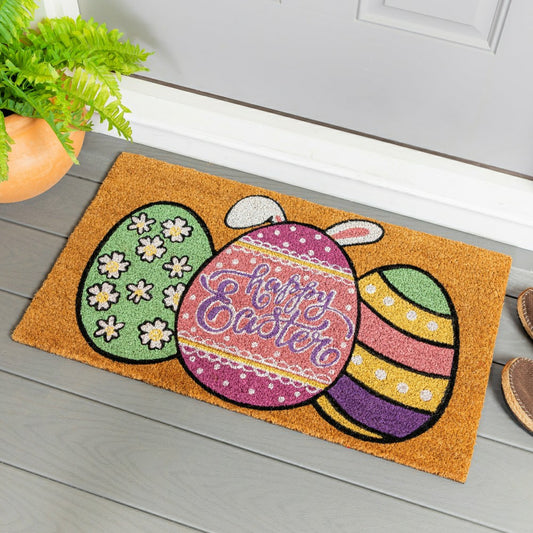 Gingham Easter Coir Mat | Plow & Hearth