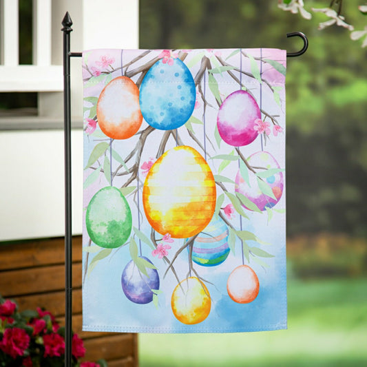 Hop Into Spring Egg Tree Suede Garden Flag | Plow & Hearth