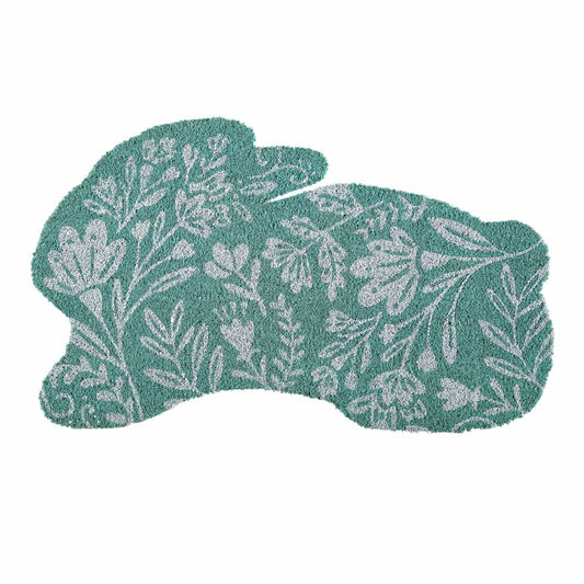 Easter Floral Bunny Shaped Coir Mat | Plow & Hearth
