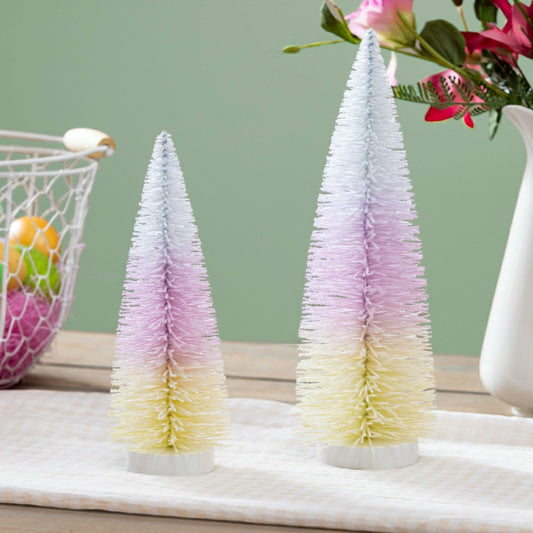 Bunny Blooms Table Decor Plastic Bottle Brush Ombre Tree, Set of 2 | Plow & Hearth
