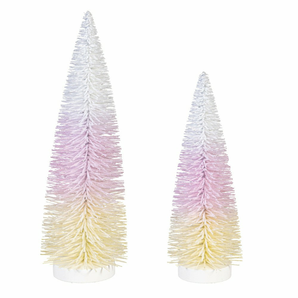 Bunny Blooms Table Decor Plastic Bottle Brush Ombre Tree, Set of 2 | Plow & Hearth