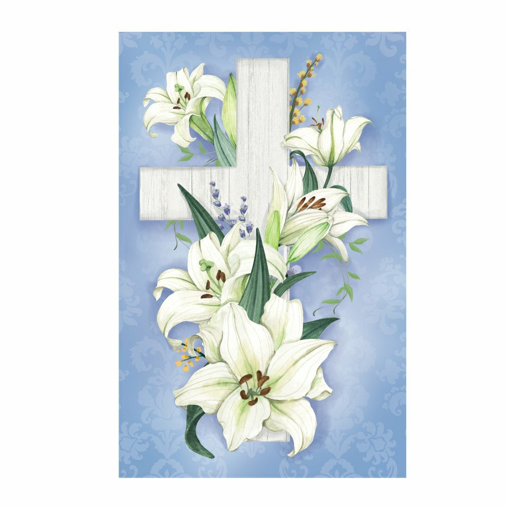 Cross Of Lilies Applique Garden Flag | Plow & Hearth