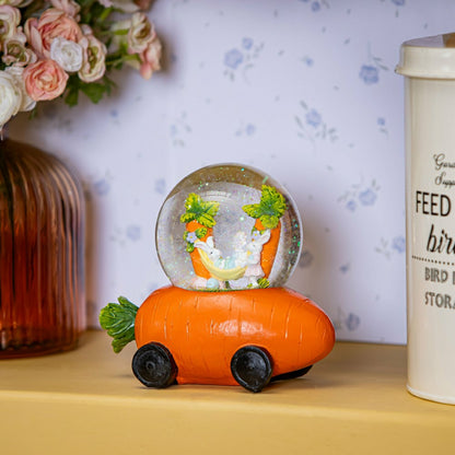 Hop Into Spring Water Globe Resin Carrot Car with Easter Bunny Scene,  | Plow & Hearth