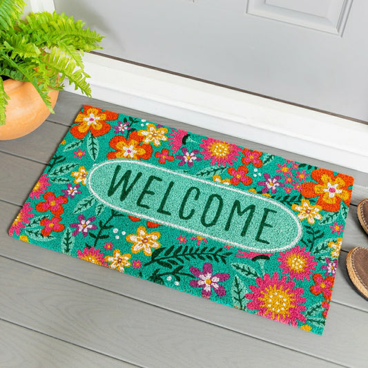 Floral Patterned Bunny Florals Coir Mat | Plow & Hearth