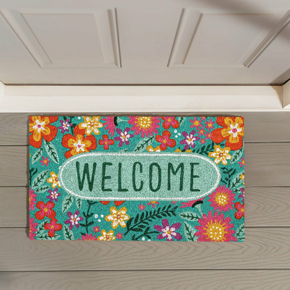 Floral Patterned Bunny Florals Coir Mat | Plow & Hearth