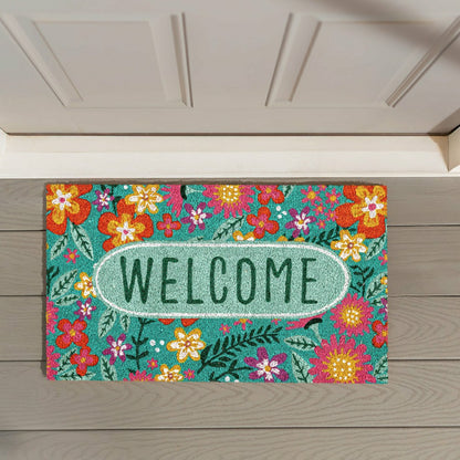 Floral Patterned Bunny Florals Coir Mat | Plow & Hearth