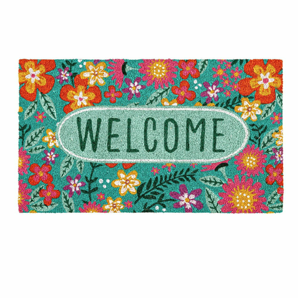 Floral Patterned Bunny Florals Coir Mat | Plow & Hearth